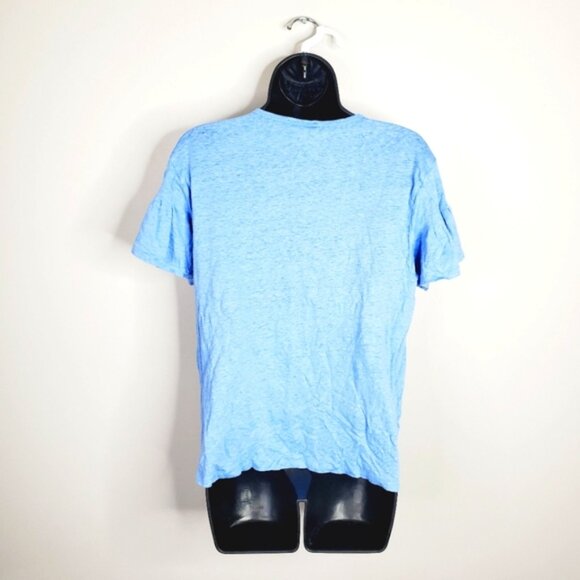 J Crew Linen Blue Flutter sleeve Fairy Coastal Boho Preppy Top Tee XL - Picture 2 of 7